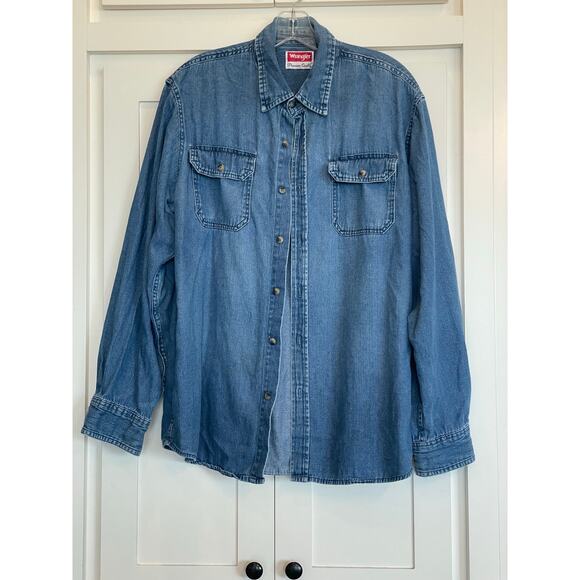 Wrangler western shirt 100% Cotton chambray button up Large - Picture 1 of 8